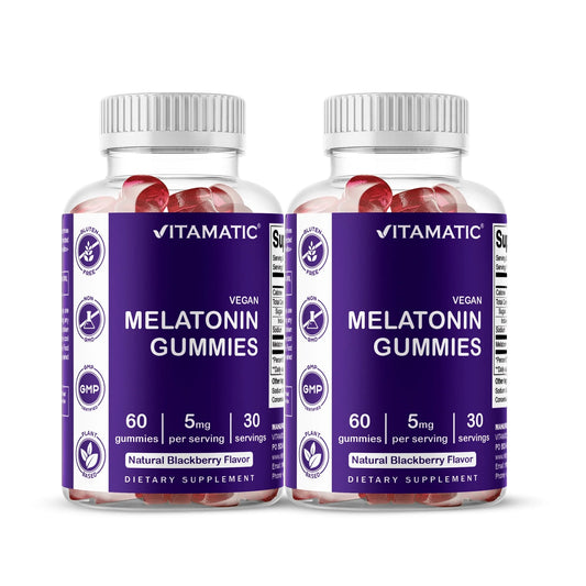 2 Pack  Melatonin Gummies for Kids & Adults - (2.5Mg 5Mg & 10Mg Doses) - 60 Vegan Gummies - Natural Sleep Aid Supplement (Total 120 Gummies)