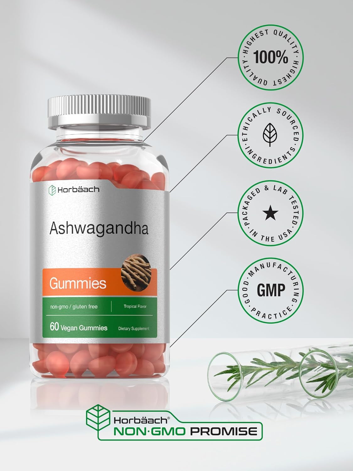 Ashwagandha Gummies | 60 Count | Tropical Flavor for Men and Women | by