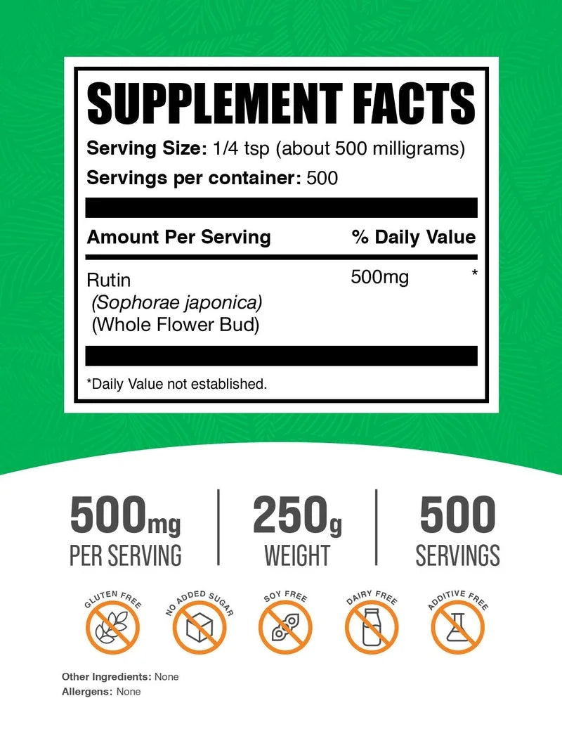 Bulksupplements Rutin Powder - 500Mg per Serving - 250 Grams (8.8 Oz) - 500 Servings