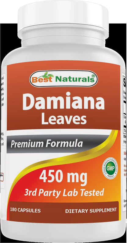 Damiana Leaves 450 Mg 180 Capsules | Supports Male and Female Reproductive Health