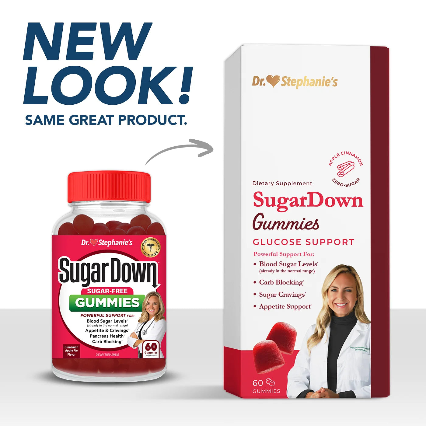 Dr. Stephanie’S Sugardown Gummies - Blood Sugar Gummy with Ceylon Cinnamon - for Appetite & Cravings - 60 Count