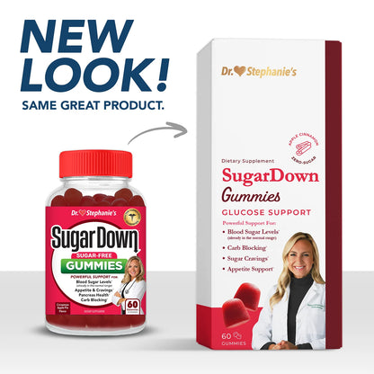 Dr. Stephanie’S Sugardown Gummies - Blood Sugar Gummy with Ceylon Cinnamon - for Appetite & Cravings - 60 Count