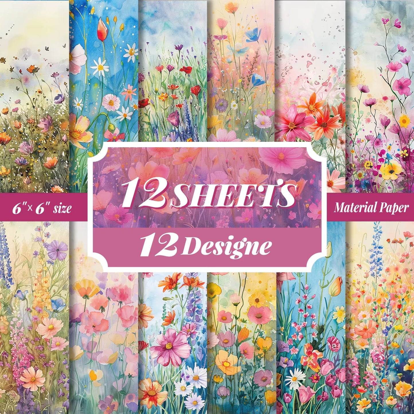 12 Sheet Scrapbooking Paper 15X15Cm, Christmas Journal Planner Paper Pad Cardstock Backgrounds Card for DIY Art Craft Decoration