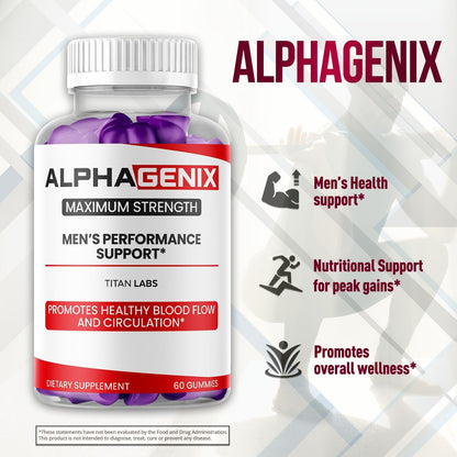 (1 Pack) Alphagenix Male Gums Advanced Support Supplement Alpha Genix 60 Gummies