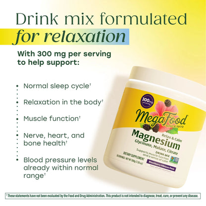 Relax + Calm Magnesium Powder - Drink Mix - Blackberry Hibiscus - 50 Servings