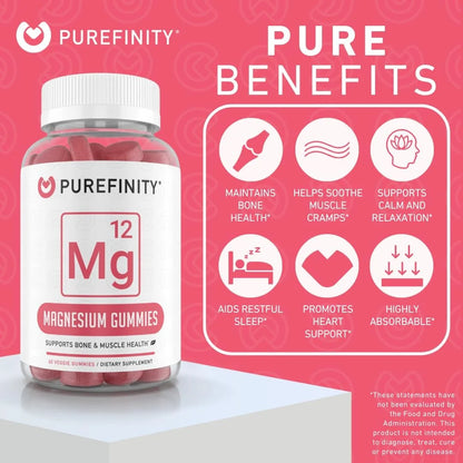 Magnesium Gummies 600Mg - High Absorption Support for Cramps, Muscle Recovery, Sleep, Bone, and Energy Support - Vegan, Non-Gmo, Allergen Free - 60 Gummies