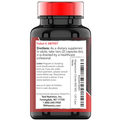 Magnesium Citrate 800Mg - Highly Absorbable, 120 Capsules