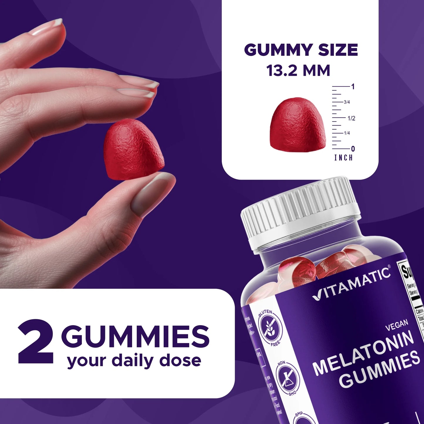 2 Pack  Melatonin Gummies for Kids & Adults - (2.5Mg 5Mg & 10Mg Doses) - 60 Vegan Gummies - Natural Sleep Aid Supplement (Total 120 Gummies)