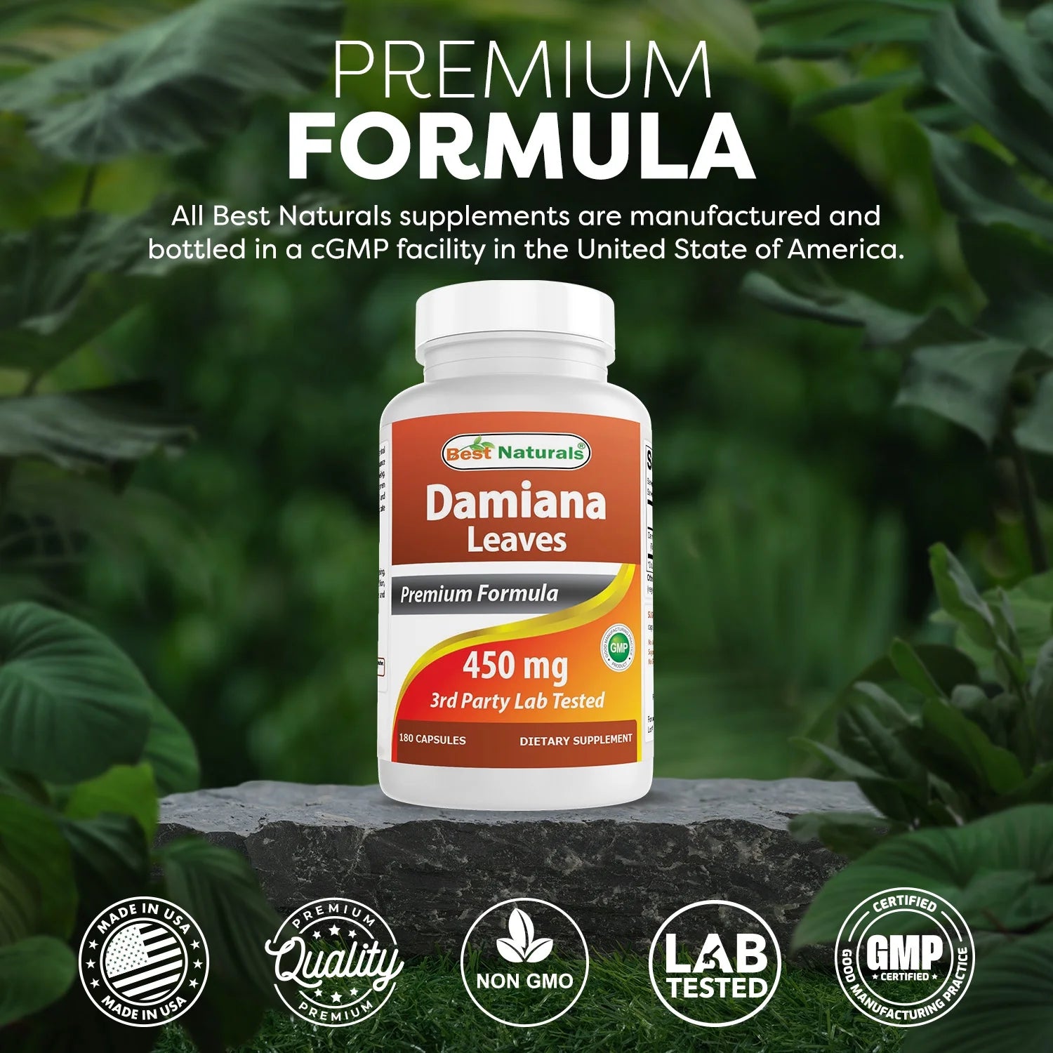 Damiana Leaves 450 Mg 180 Capsules | Supports Male and Female Reproductive Health