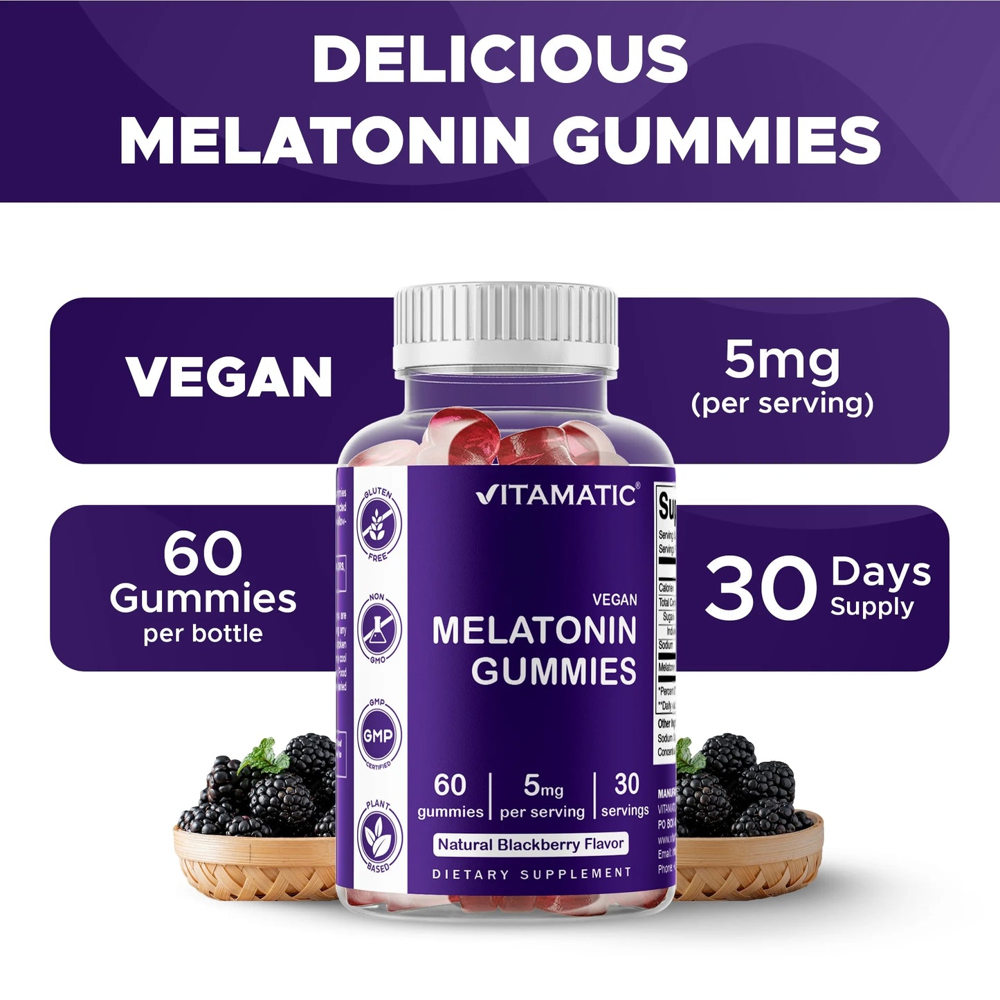 2 Pack  Melatonin Gummies for Kids & Adults - (2.5Mg 5Mg & 10Mg Doses) - 60 Vegan Gummies - Natural Sleep Aid Supplement (Total 120 Gummies)