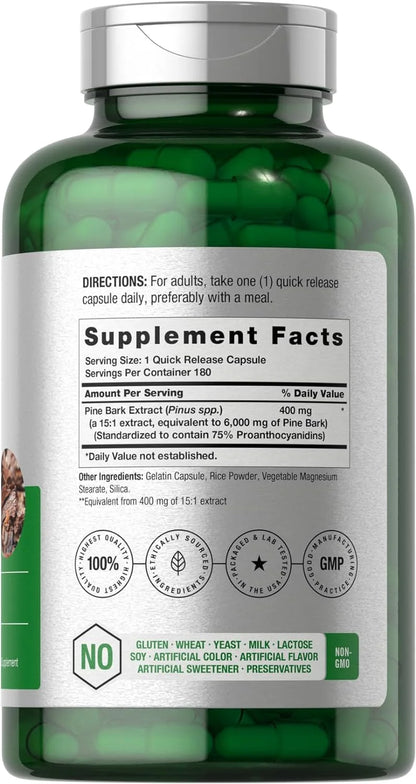 Pine Bark Extract 6000 Mg | 180 Capsules | Max Potency | by