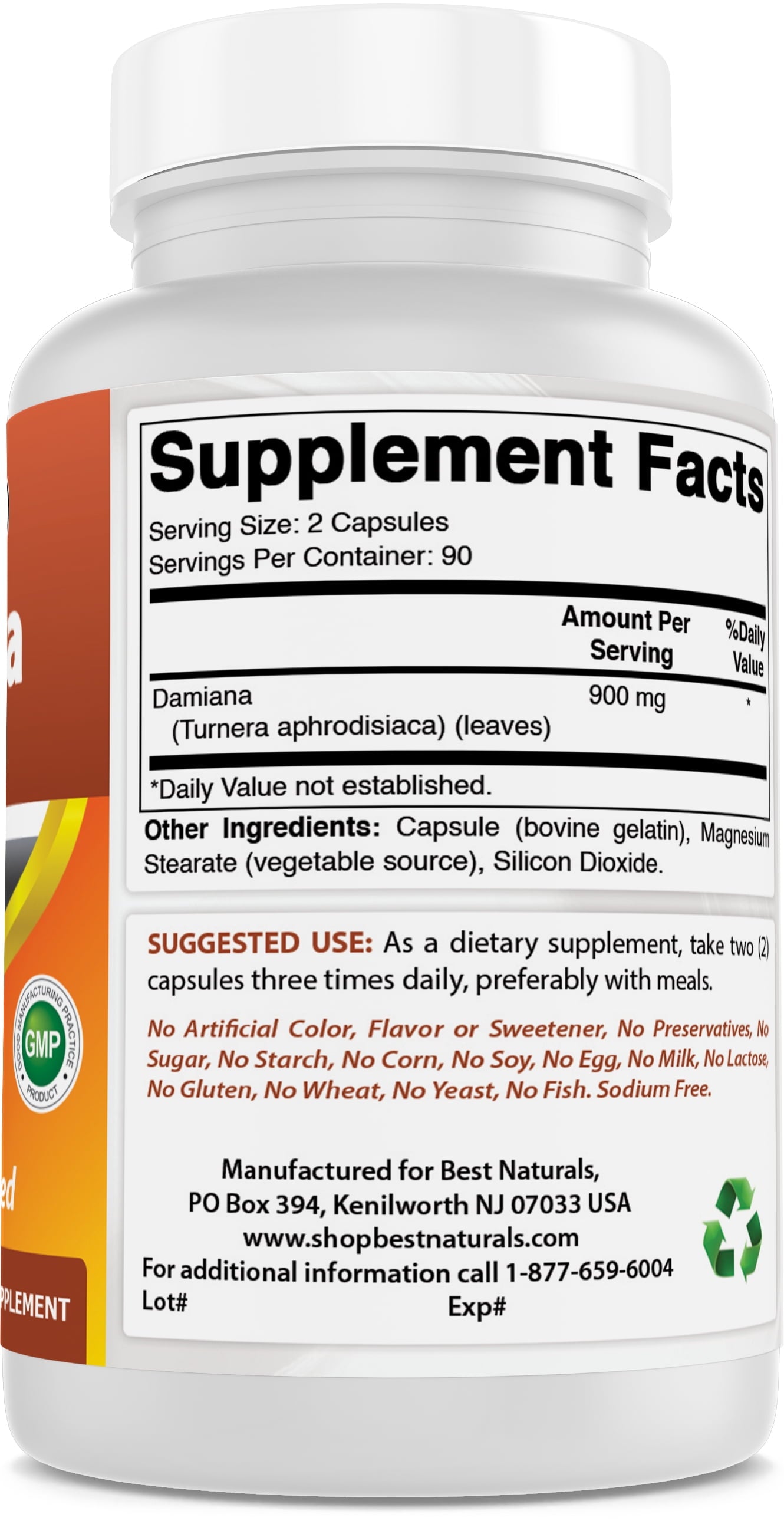 Damiana Leaves 450 Mg 180 Capsules | Supports Male and Female Reproductive Health