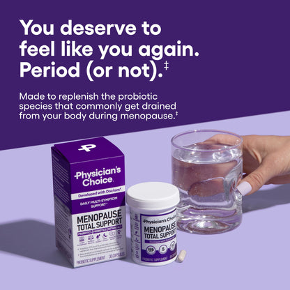 Physician'S Choice Menopause Probiotic Supplement for Women - Supports Hormone Balance, Hot Flashes, Night Sweats, Weight Management, Bloating & Gut Health - 30 Counts