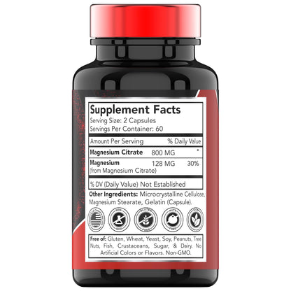 Magnesium Citrate 800Mg - Highly Absorbable, 120 Capsules