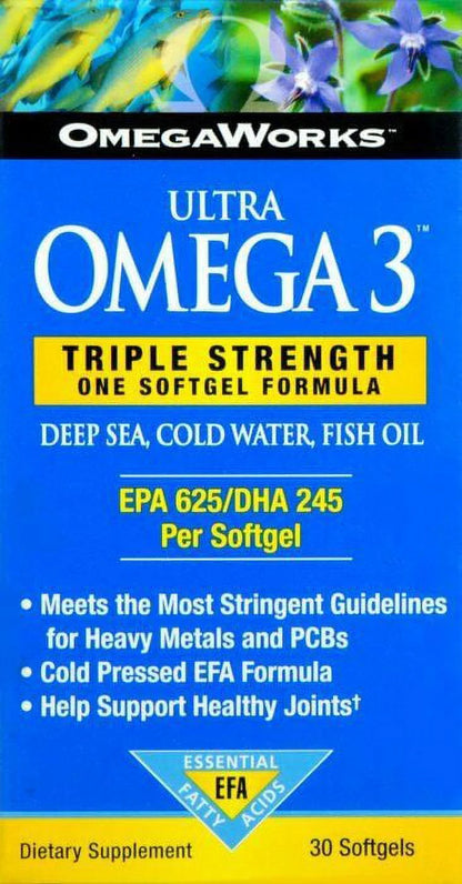 Ultra Omega 3 EPA / DHA Fatty Acids Support Joint Health, 30 Ct
