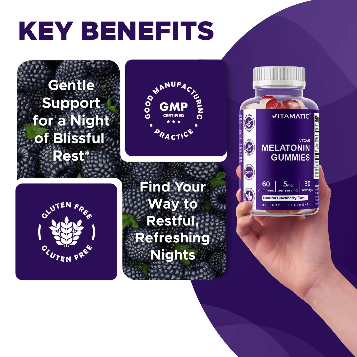 2 Pack  Melatonin Gummies for Kids & Adults - (2.5Mg 5Mg & 10Mg Doses) - 60 Vegan Gummies - Natural Sleep Aid Supplement (Total 120 Gummies)