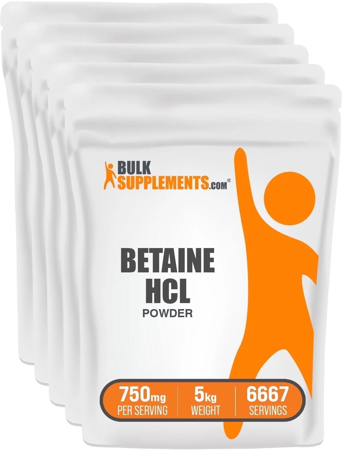 Bulksupplements Betaine Hcl Powder - 750Mg per Serving - 5 Kilograms (11 Lbs) - 6667 Servings