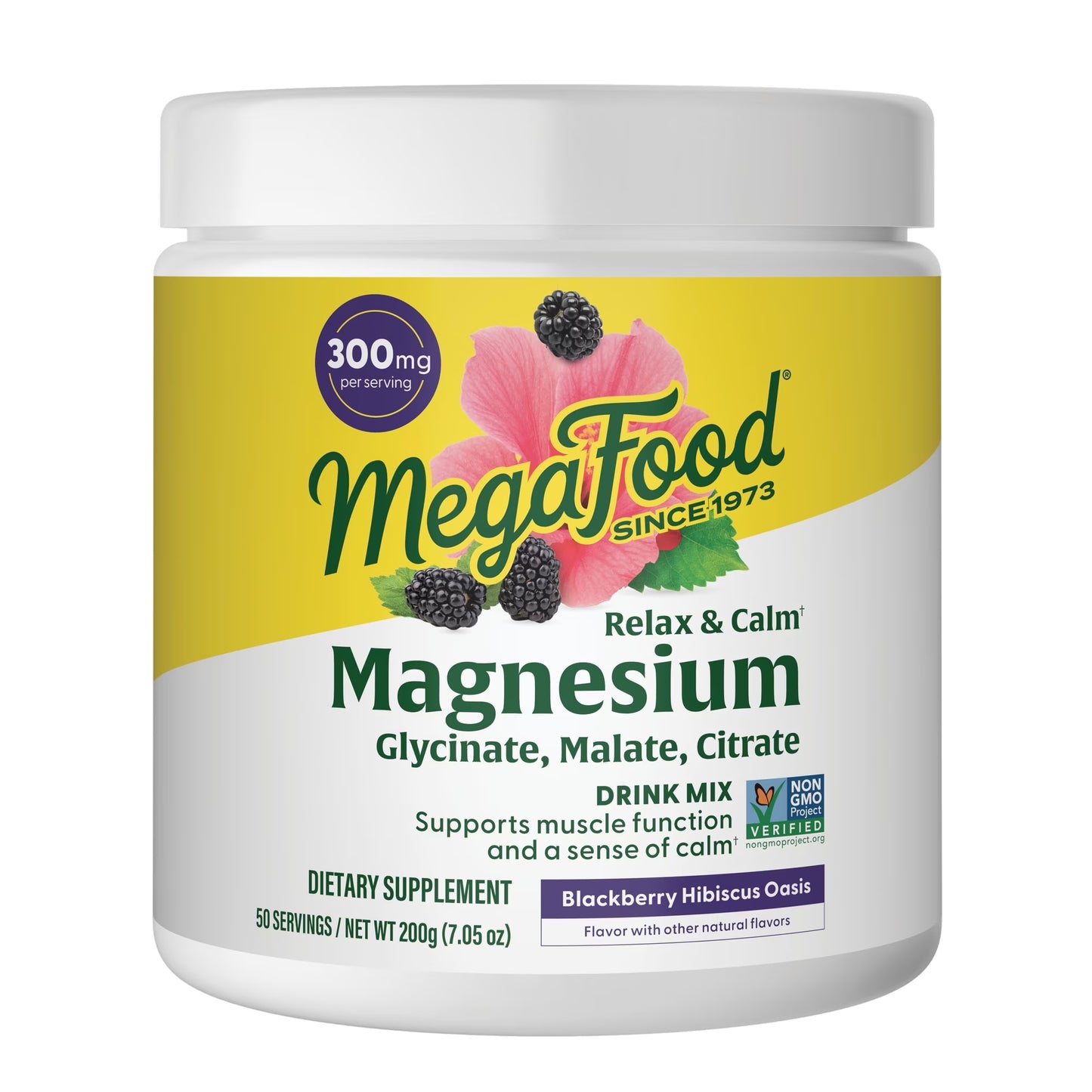 Relax + Calm Magnesium Powder - Drink Mix - Blackberry Hibiscus - 50 Servings