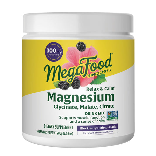 Relax + Calm Magnesium Powder - Drink Mix - Blackberry Hibiscus - 50 Servings