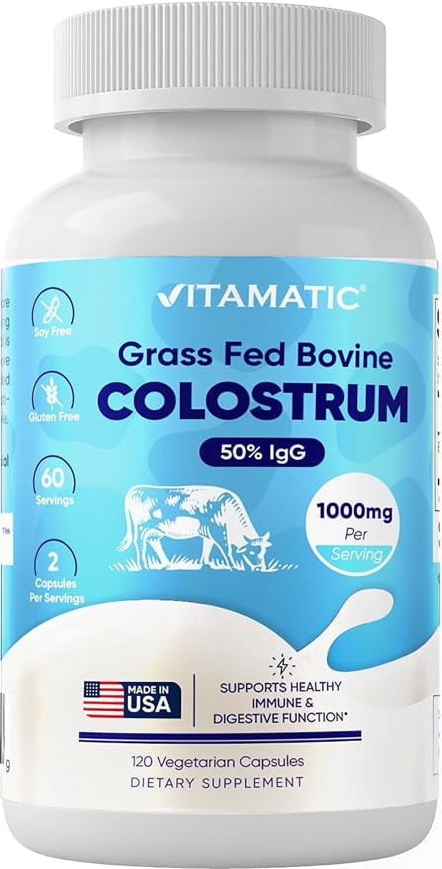 Bovine Colostrum Supplement 1000 Mg per Serving - 50% Highest Igg - Supplement for Gut Health, Hair Growth, Beauty, Muscle Recovery, & Immune Support - 120 Capsules