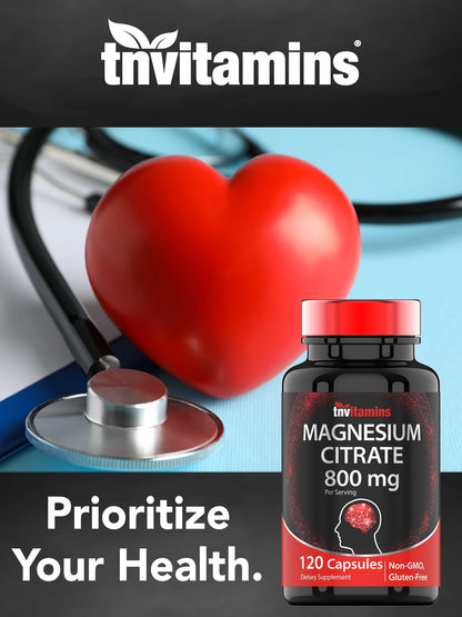 Magnesium Citrate 800Mg - Highly Absorbable, 120 Capsules