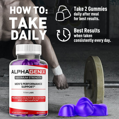 (1 Pack) Alphagenix Male Gums Advanced Support Supplement Alpha Genix 60 Gummies