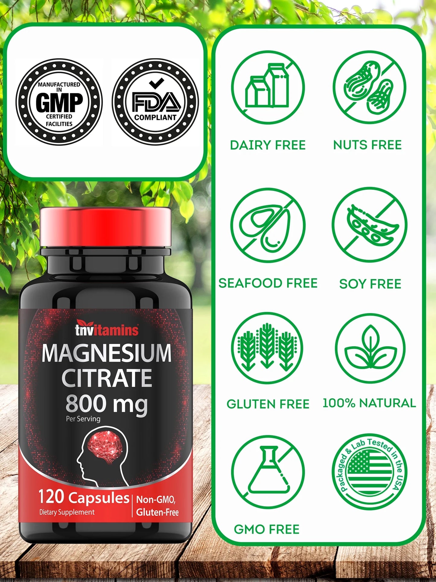 Magnesium Citrate 800Mg - Highly Absorbable, 120 Capsules