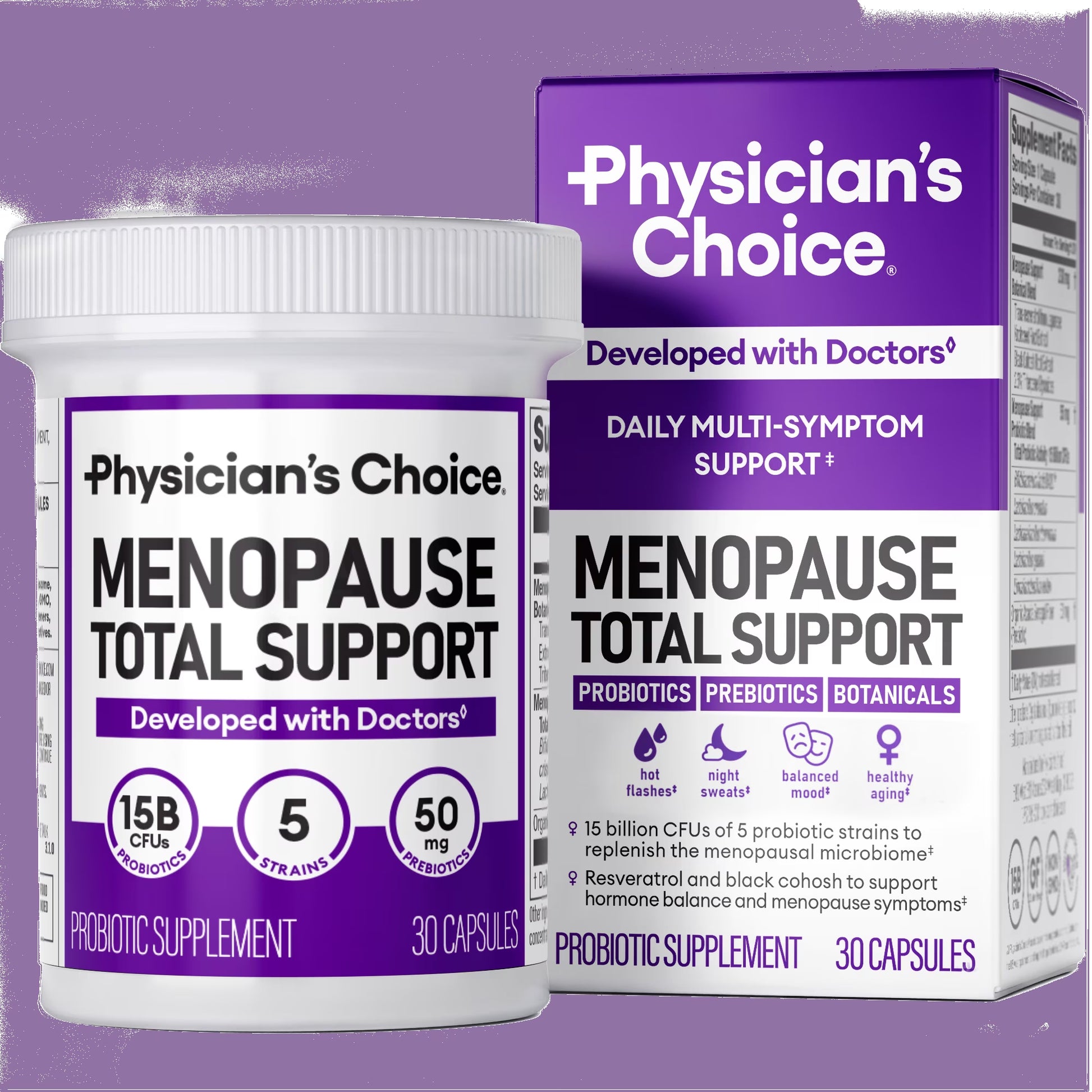 Physician'S Choice Menopause Probiotic Supplement for Women - Supports Hormone Balance, Hot Flashes, Night Sweats, Weight Management, Bloating & Gut Health - 30 Counts