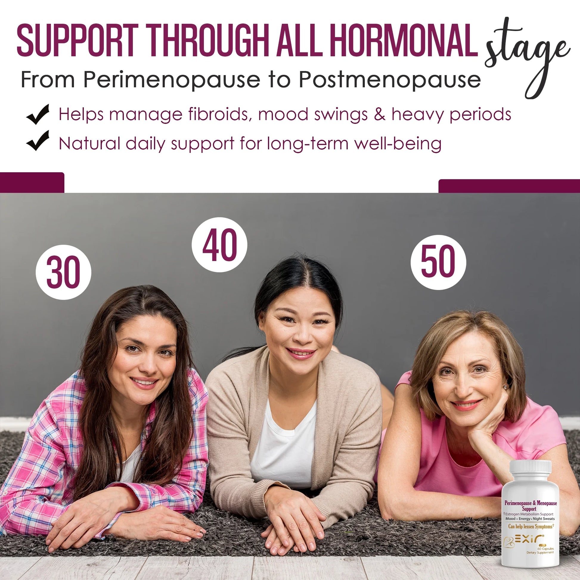 Perimenopause & Menopause Support Supplement – Saffron Extract, Raspberry & Magnesium – Hormonal Balance, Mood, Hot Flashes & Energy Relief – 60 Capsules
