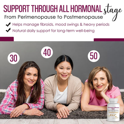 Perimenopause & Menopause Support Supplement – Saffron Extract, Raspberry & Magnesium – Hormonal Balance, Mood, Hot Flashes & Energy Relief – 60 Capsules