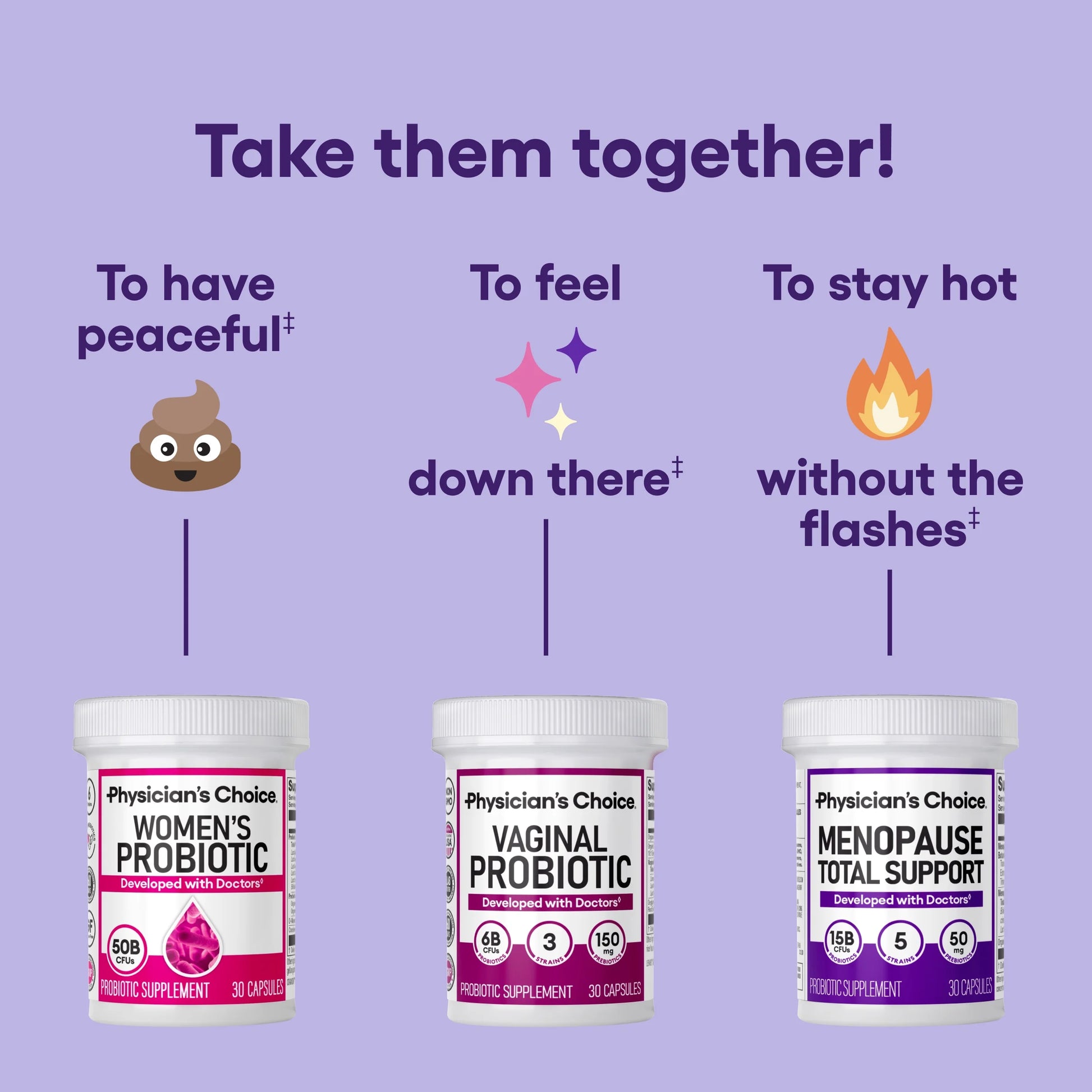 Physician'S Choice Menopause Probiotic Supplement for Women - Supports Hormone Balance, Hot Flashes, Night Sweats, Weight Management, Bloating & Gut Health - 30 Counts