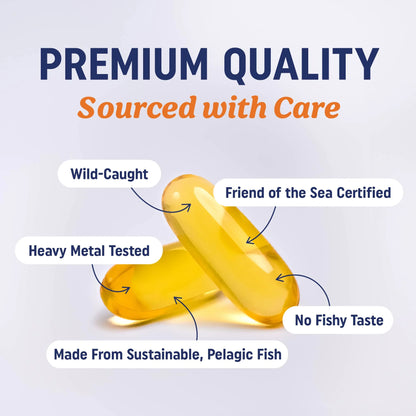 Triple Strength Omega 3 Fish Oil 3600 Mg | EPA & DHA | over 2100Mg Omega-3 Fatty Acids | 1300Mg EPA + 860Mg DHA | Burpless Fish Oil Omega 3 Supplements | 120 Ct