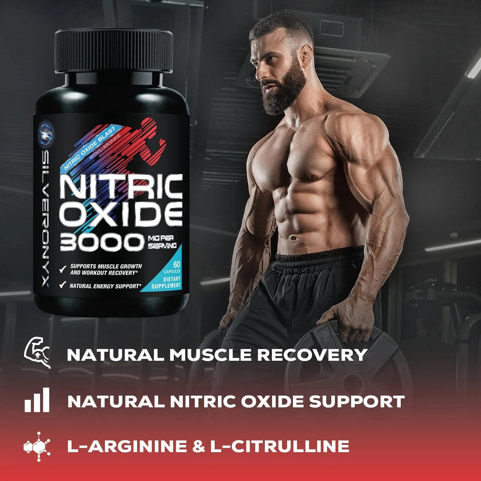 Extra Strength Nitric Oxide Booster 3000Mg - 3X Strength L-Arginine AKG & Citrulline Malate - Premium Nitric Booster Natural Energy, Muscle & Heart Support, Bottled in USA Men & Women - 60 Capsules
