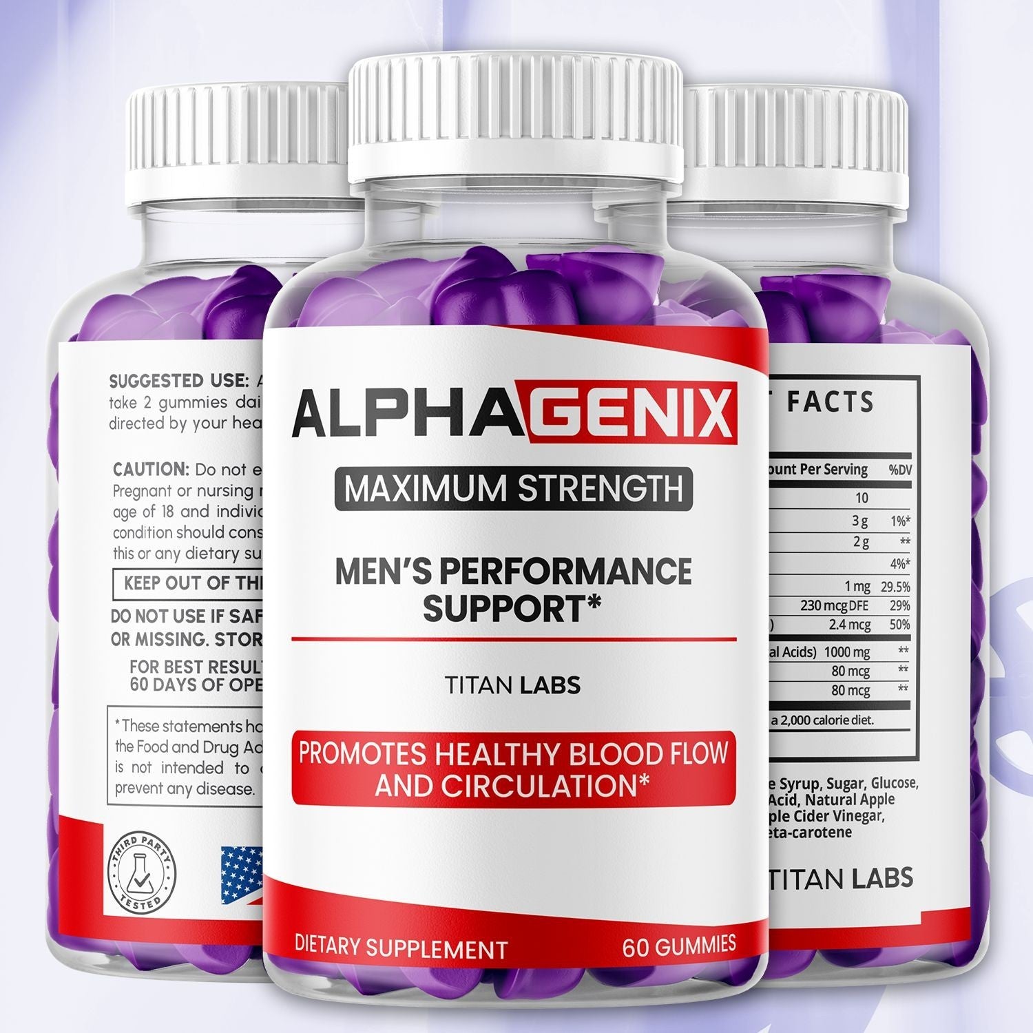 (1 Pack) Alphagenix Male Gums Advanced Support Supplement Alpha Genix 60 Gummies