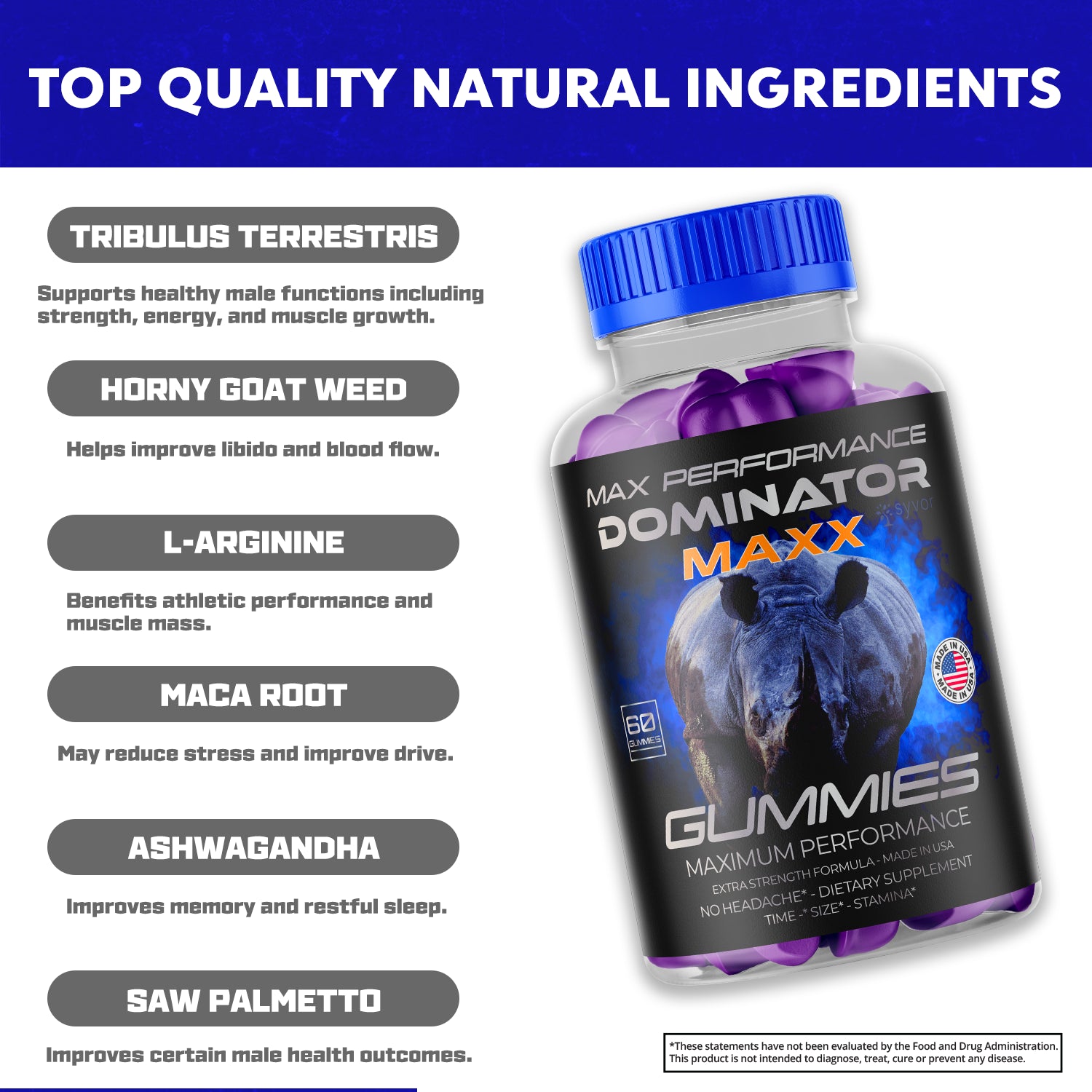 Dominator Maxx Gummies for Men, Advanced Performance Supplement 180 Gummies