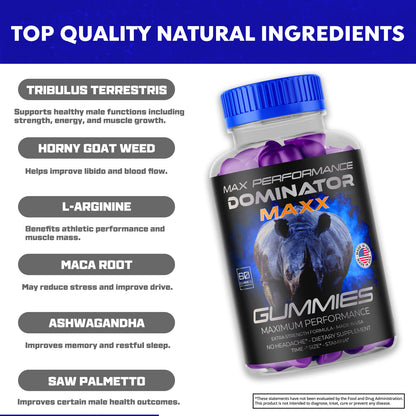 Dominator Maxx Gummies for Men, Advanced Performance Supplement 180 Gummies