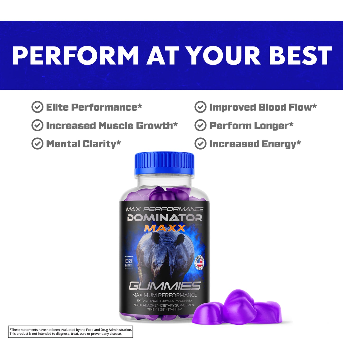 Dominator Maxx Gummies for Men, Advanced Performance Supplement 180 Gummies