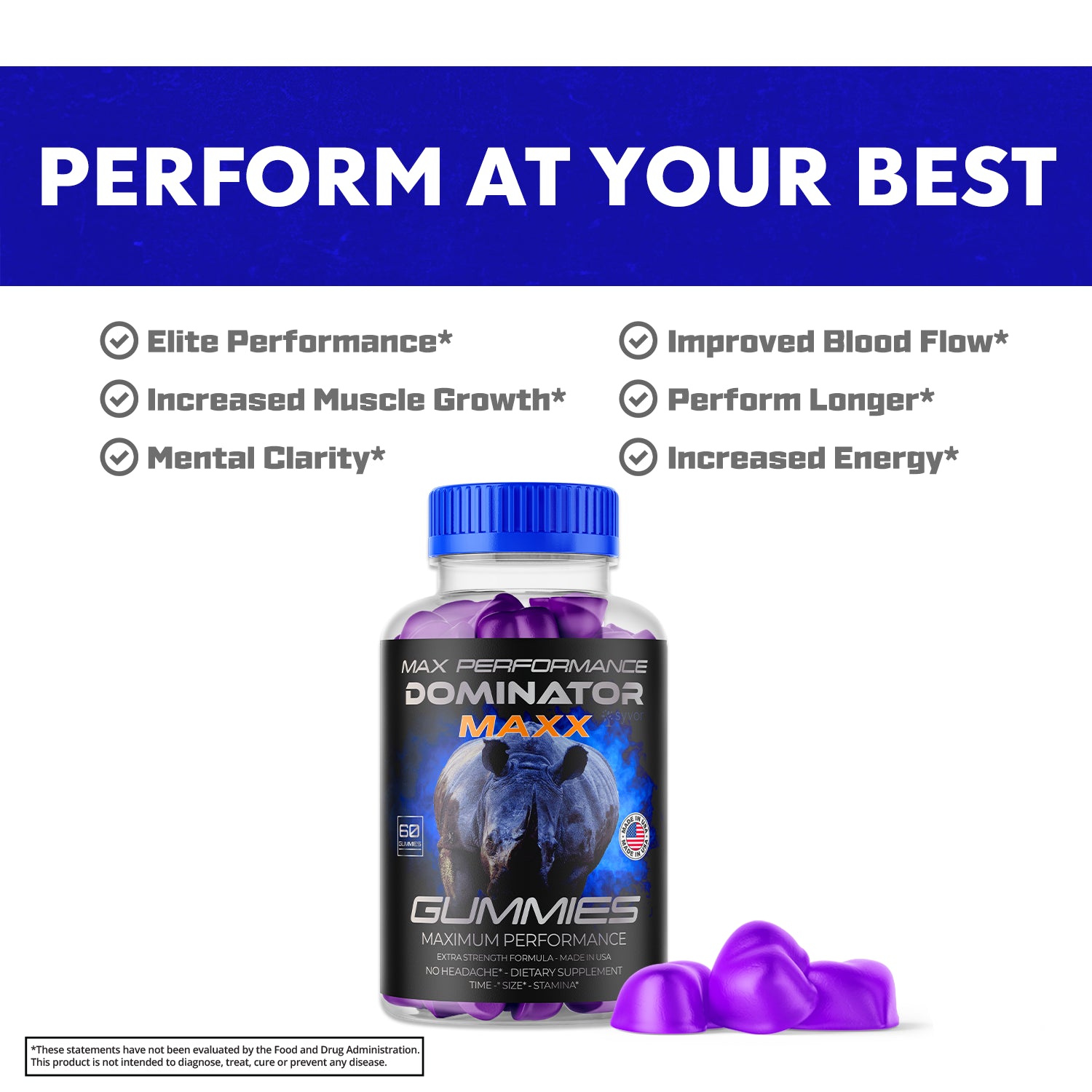 Dominator Maxx Gummies for Men, Advanced Performance Supplement 180 Gummies