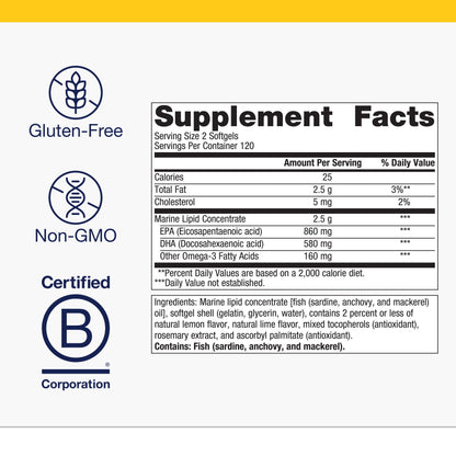 Omegagenics EPA-DHA 500 - High Potency - Supports Cardiovascular Health* - Fish Oil EPA DHA - Purity & Quality Tested - Non-Gmo & Gluten-Free - 240 Count