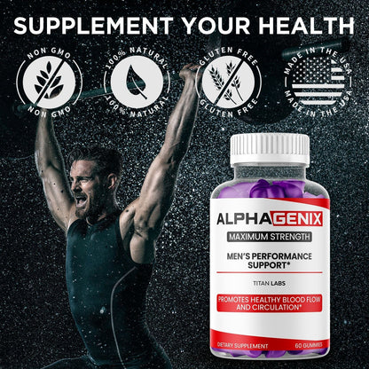 (1 Pack) Alphagenix Male Gums Advanced Support Supplement Alpha Genix 60 Gummies