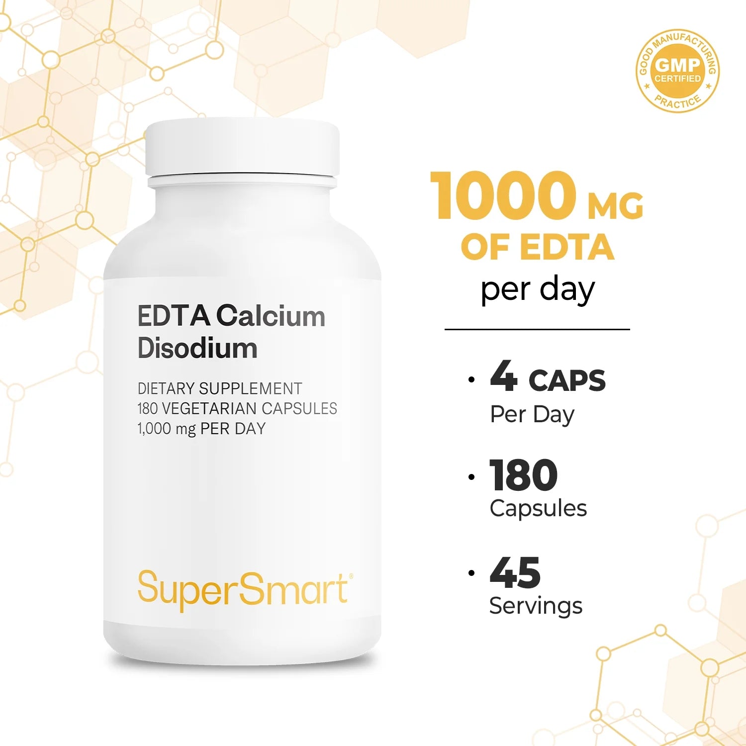 - EDTA 1000Mg per Day - Calcium Disodium EDTA Supplement | Non-Gmo & Gluten Free - 180 Vegetarian Capsules