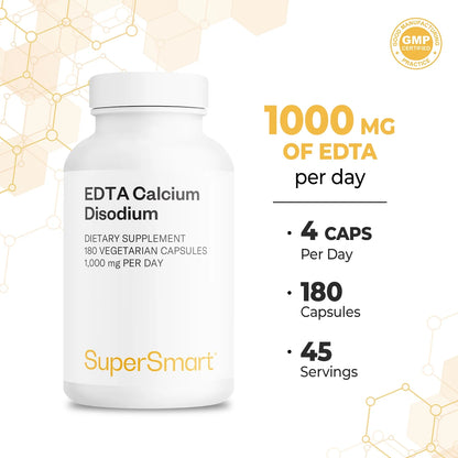 - EDTA 1000Mg per Day - Calcium Disodium EDTA Supplement | Non-Gmo & Gluten Free - 180 Vegetarian Capsules