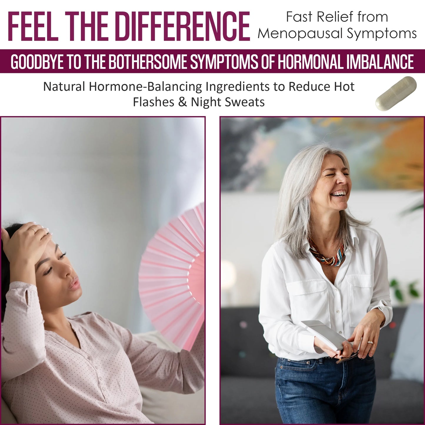 Perimenopause & Menopause Support Supplement – Saffron Extract, Raspberry & Magnesium – Hormonal Balance, Mood, Hot Flashes & Energy Relief – 60 Capsules
