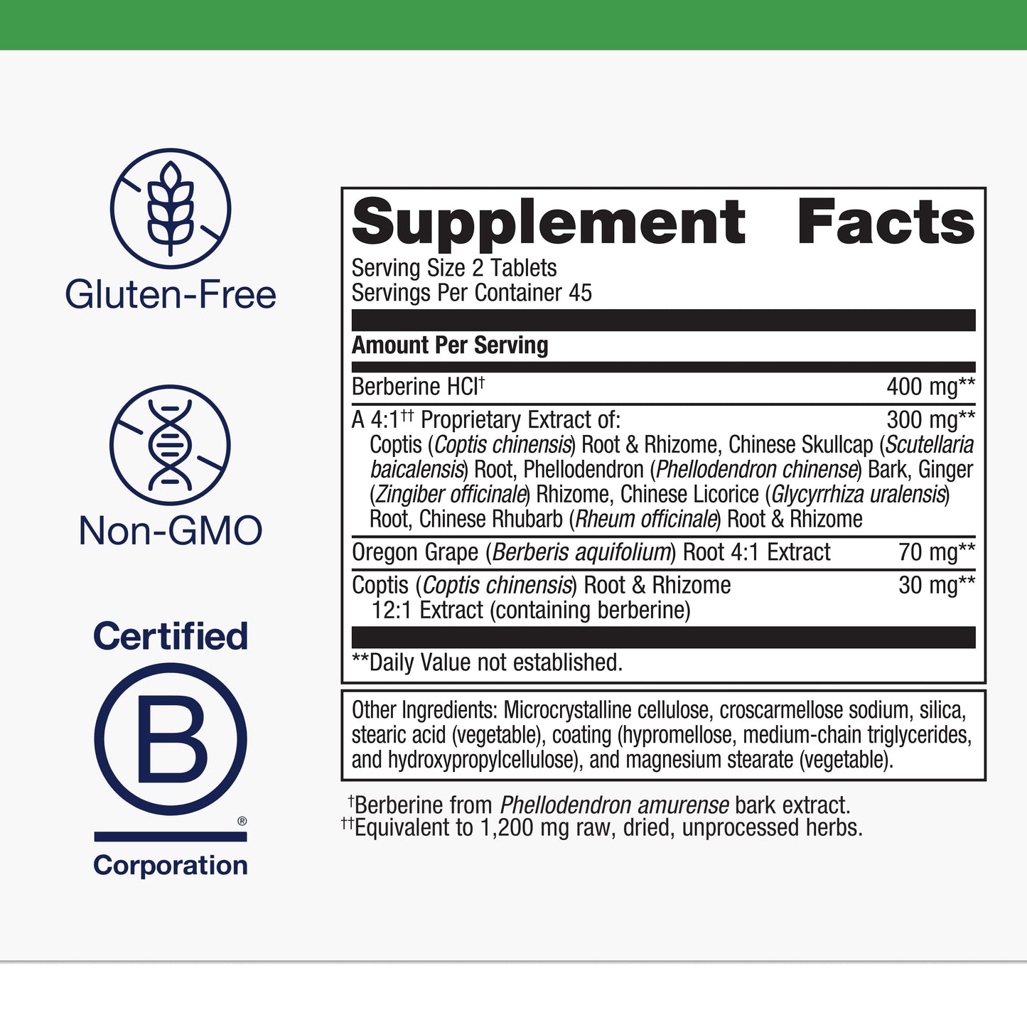 Candibactin-Br - Concentrated Berberine for Intestinal Support* - with Berberine, Oregon Grape & Coptis Root Extract - Gut Health Supplements* - Gluten-Free - Vegetarian - 90 Tablets