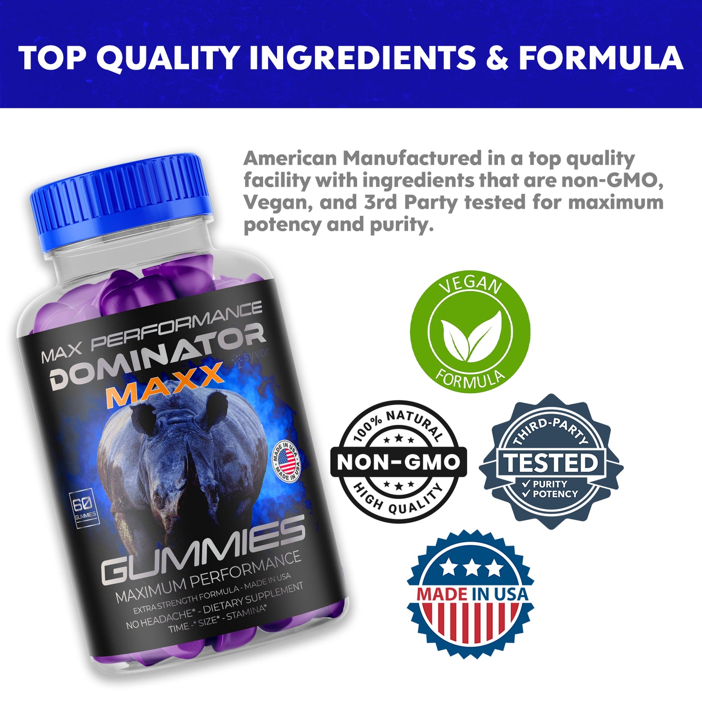 Dominator Maxx Gummies for Men, Advanced Performance Supplement 180 Gummies