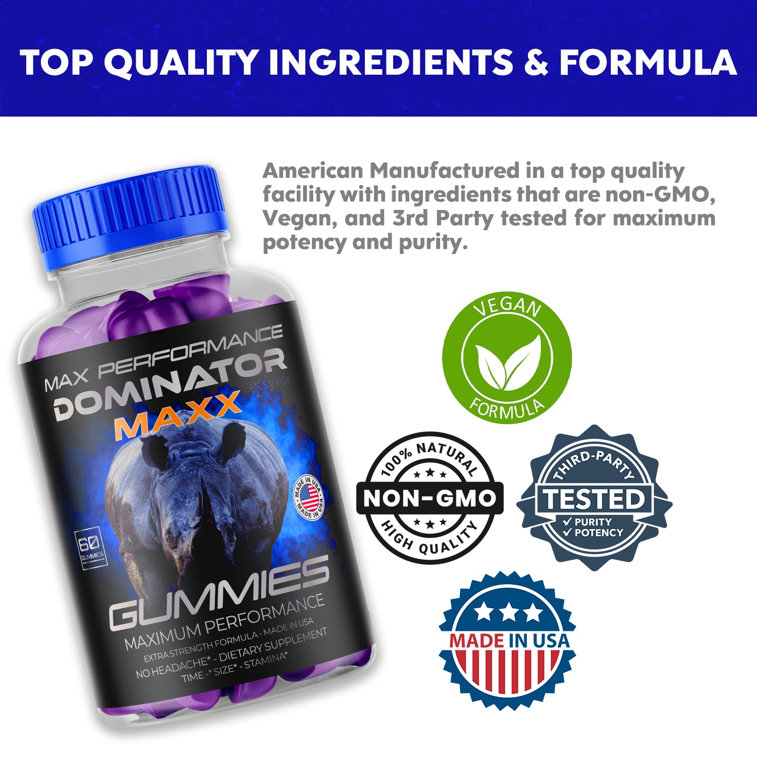 Dominator Maxx Gummies for Men, Advanced Performance Supplement 180 Gummies
