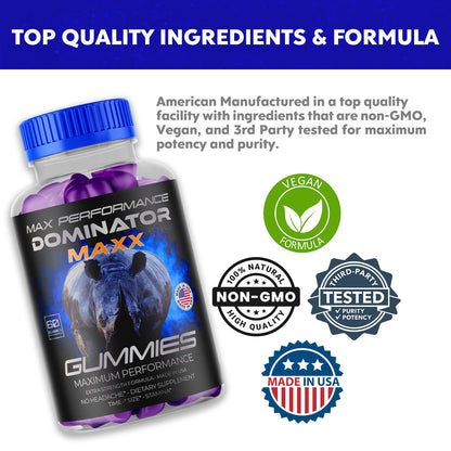 Dominator Maxx Gummies for Men, Advanced Performance Supplement 180 Gummies
