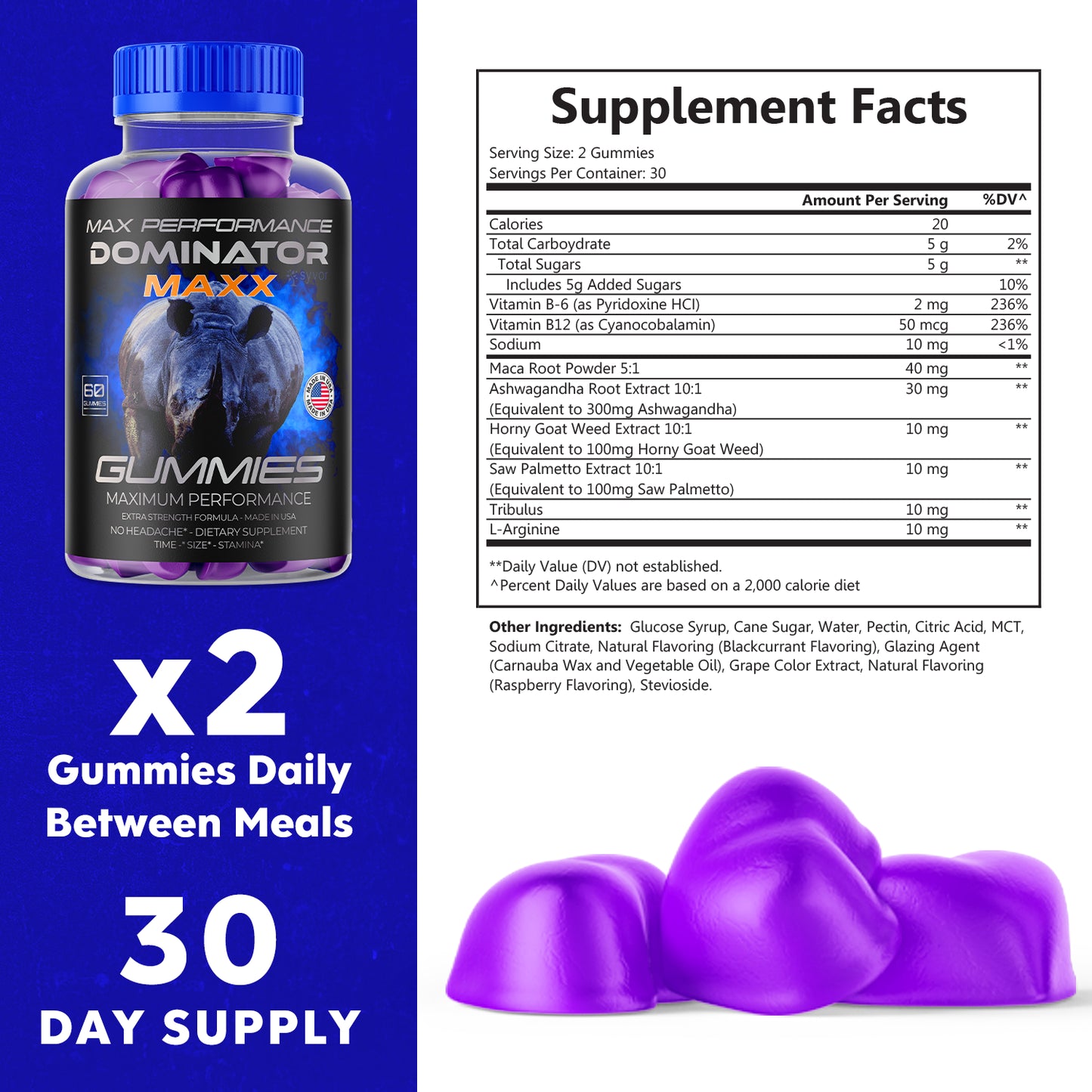 Dominator Maxx Gummies for Men, Advanced Performance Supplement 180 Gummies
