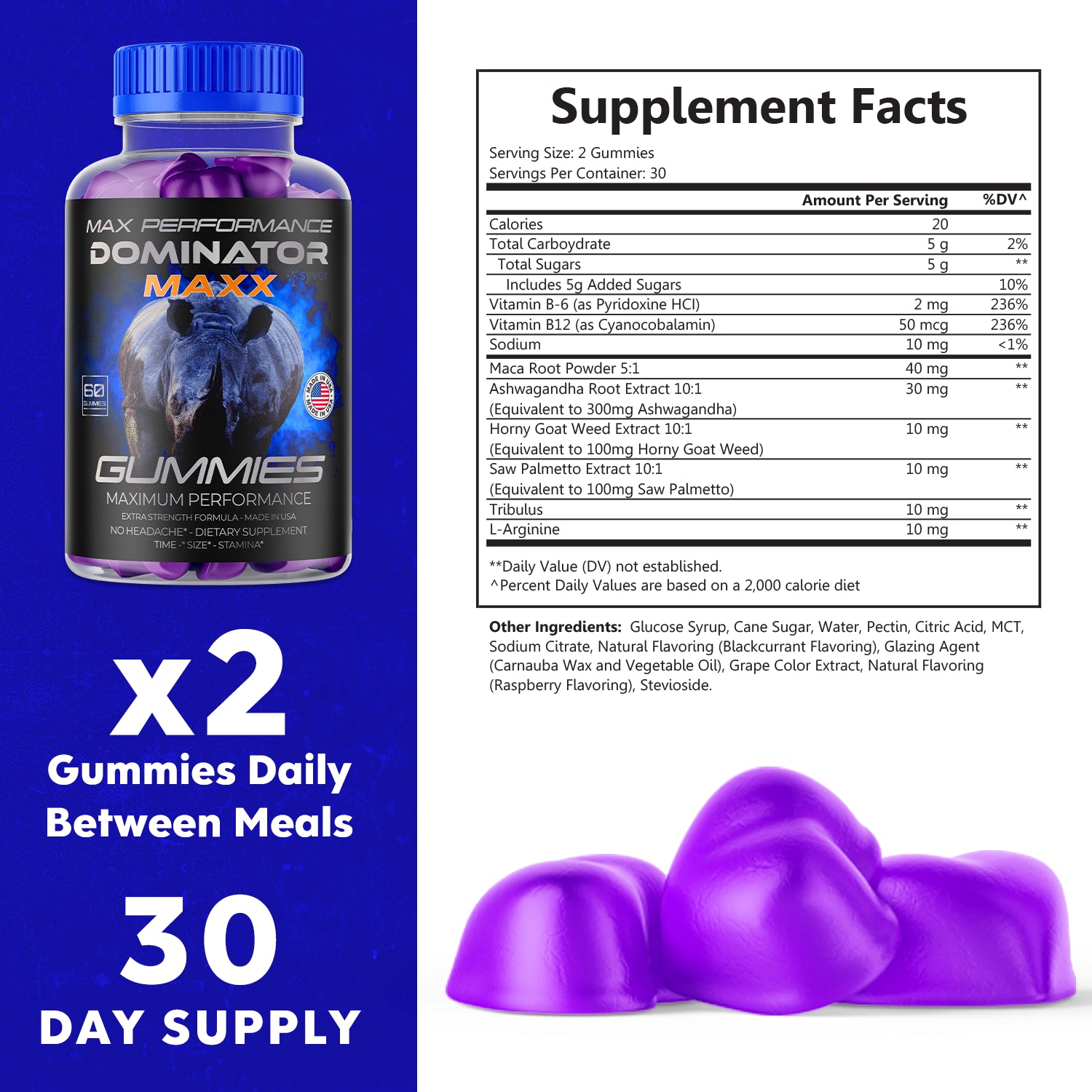 Dominator Maxx Gummies for Men, Advanced Performance Supplement 180 Gummies