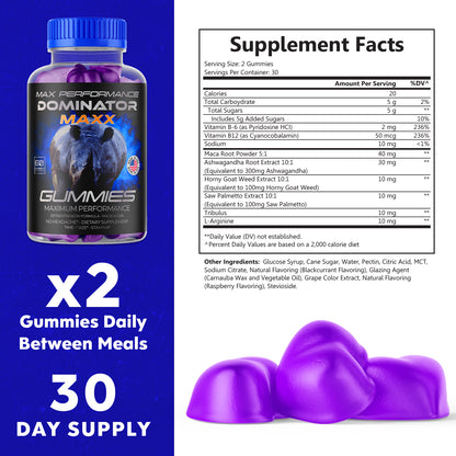 Dominator Maxx Gummies for Men, Advanced Performance Supplement 180 Gummies